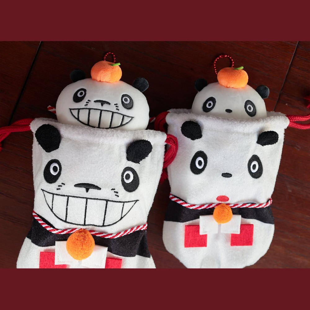 【現貨】橡子共和國  熊貓家族鏡餅 新春限定緣起物 春節吉祥物擺飾 包包吊飾 掛飾 束口袋 宮崎駿 吉卜力♡萌獸動物園♡-細節圖2