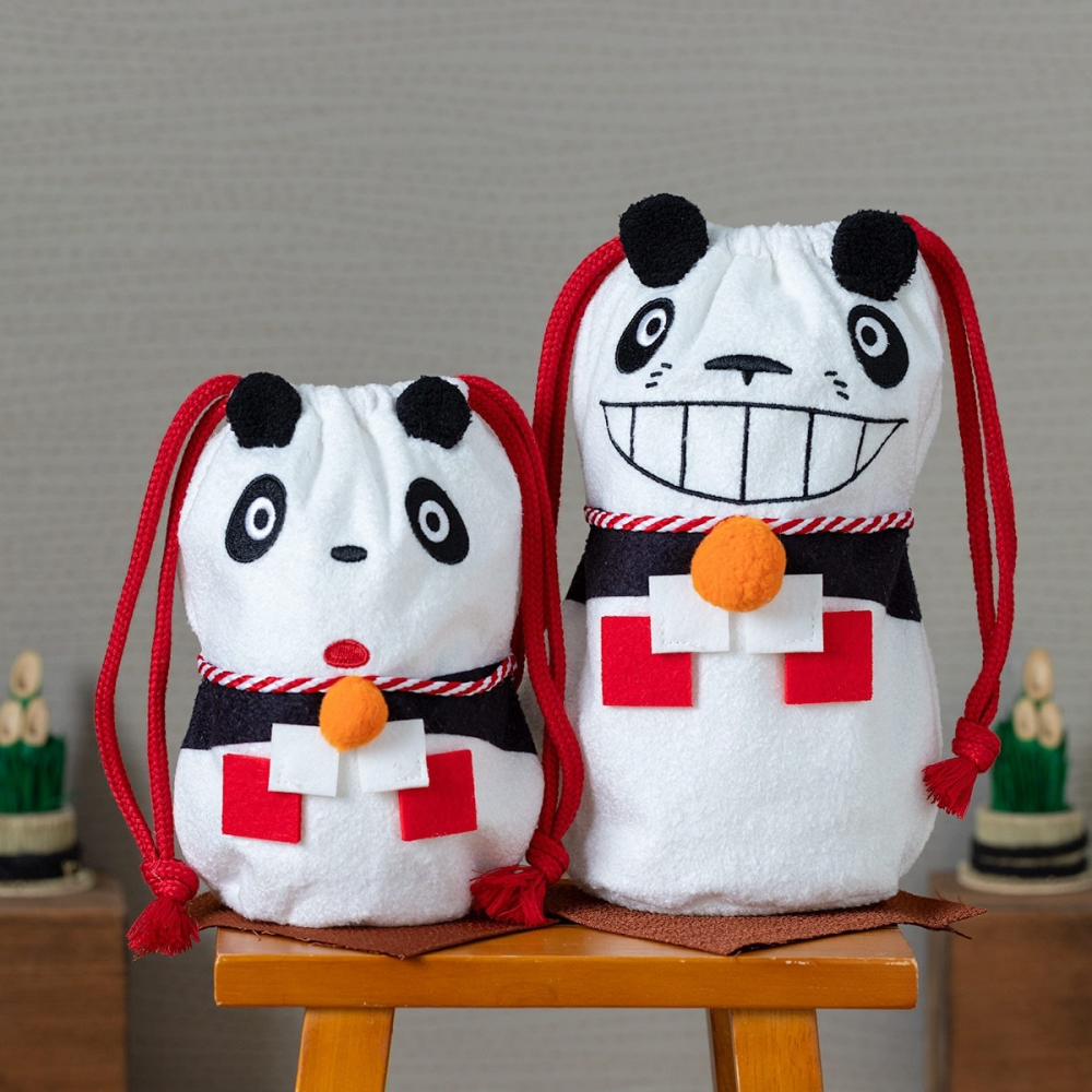 【現貨】橡子共和國  熊貓家族鏡餅 新春限定緣起物 春節吉祥物擺飾 包包吊飾 掛飾 束口袋 宮崎駿 吉卜力♡萌獸動物園♡-細節圖6