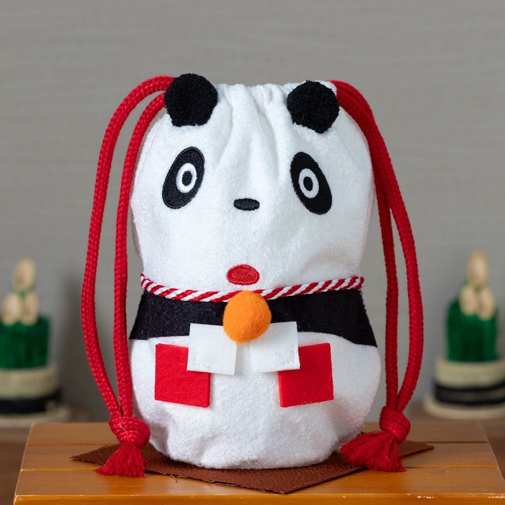 【現貨】橡子共和國  熊貓家族鏡餅 新春限定緣起物 春節吉祥物擺飾 包包吊飾 掛飾 束口袋 宮崎駿 吉卜力♡萌獸動物園♡-規格圖9