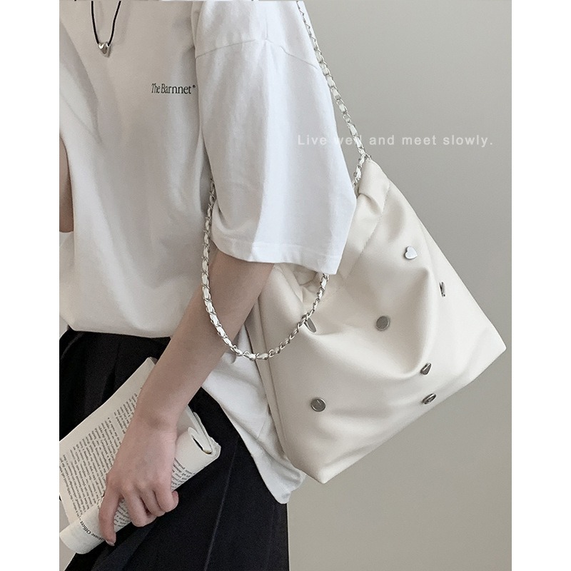 【TIDE.EF】 包包 單肩包 側背包 肩背包 斜背包 半月包 包包女 手機包 垃圾袋包包 链条托特包-細節圖4