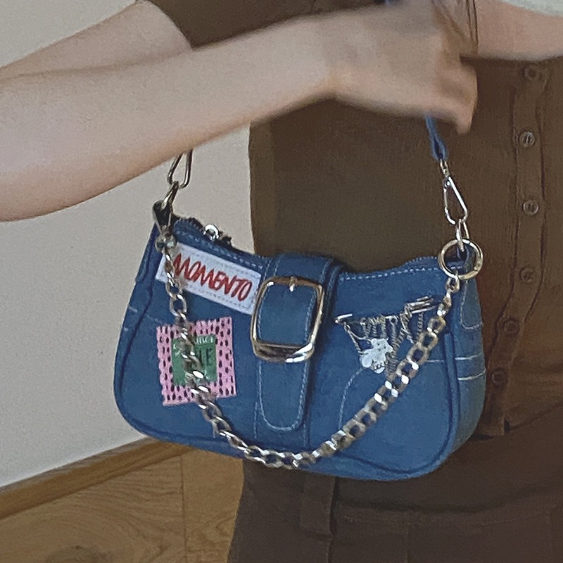 【TIDE.EF】 包包 單肩包 側背包 肩背包 斜背包 半月包 包包女 手機包  牛仔帆布包包-細節圖6