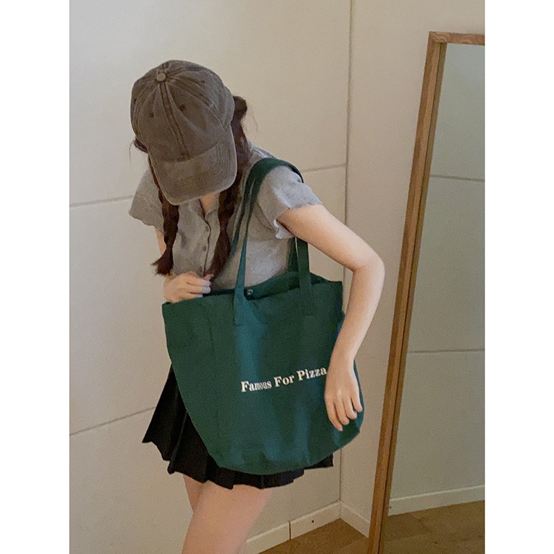 【TIDE.EF】 包包 單肩包字母帆布包包 女 夏季2022新款潮时尚紫色托特包百搭大容量 购物袋包-細節圖2