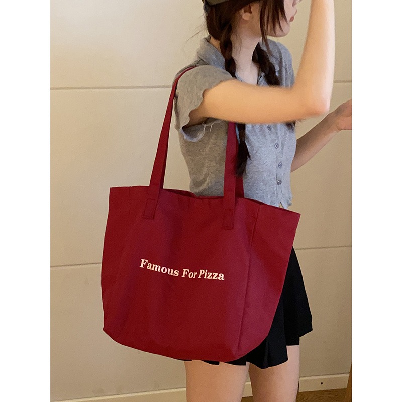 【TIDE.EF】 包包 單肩包字母帆布包包 女 夏季2022新款潮时尚紫色托特包百搭大容量 购物袋包-細節圖5