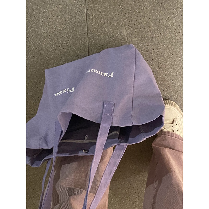 【TIDE.EF】 包包 單肩包字母帆布包包 女 夏季2022新款潮时尚紫色托特包百搭大容量 购物袋包-細節圖6