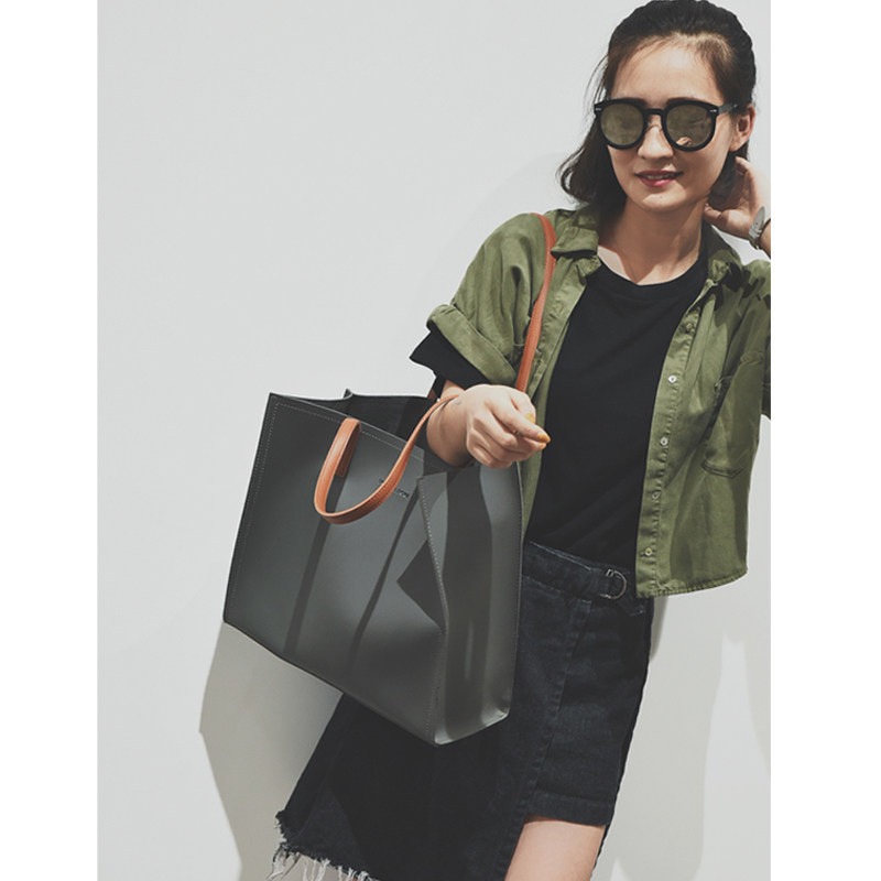 【TIDE.EF】 包包 單肩包 側背包外貿托特包大包新款單肩包女士包包秋冬簡約通勤軟皮大容量子母包-細節圖4