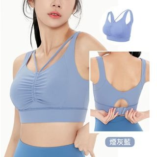 【桃尻MOMOSIRI】祼感瑜珈運動內衣 一體式罩杯 固定式罩杯 健身 瑜伽 跑步 美背 運動內衣 背心 防震 集中-細節圖3