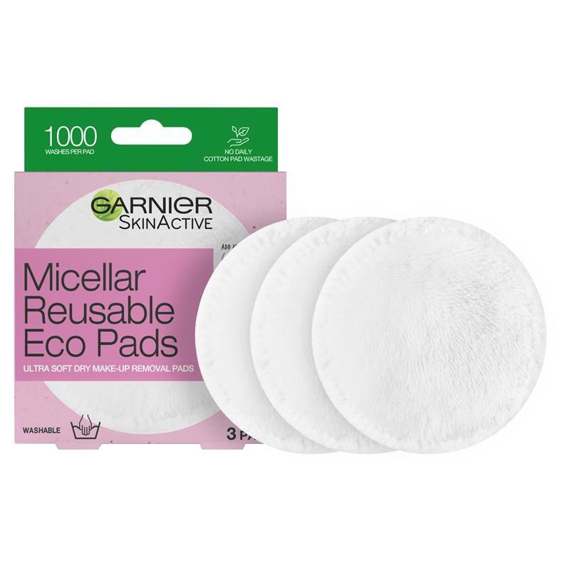 現貨 卡尼爾Garnier SkinActive洗臉清潔卸妝棉卸妝棉片重複使用膠束清潔環保墊Eco pads 雙面3 包-細節圖3