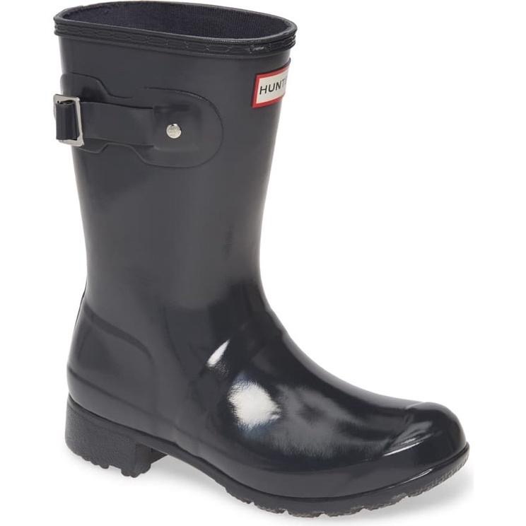 現貨Hunter Original Tour Short Gloss深色經典款雨靴 亮面短筒中筒防水天然橡膠搭扣環帶雨鞋-細節圖2