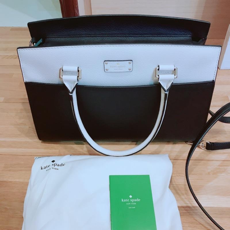Kate spade全新正品黑白手提包側背包通勤包-細節圖2