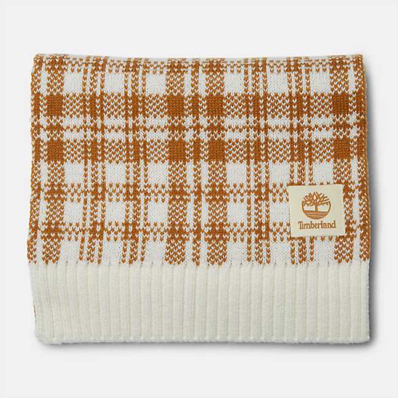 美國代購現貨Timberland休閒經典格子針織圍巾Logo保暖-細節圖3