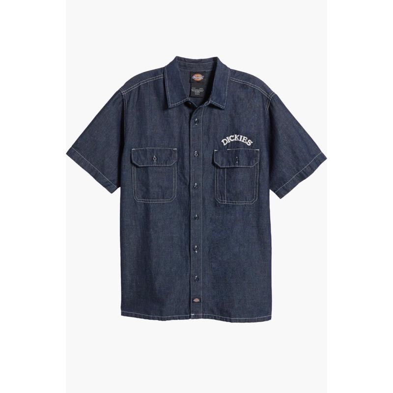 現貨Dickies牛仔短袖襯衫潮T口袋棉質鈕扣外套刺繡元素復古 歐美古著風景-細節圖4