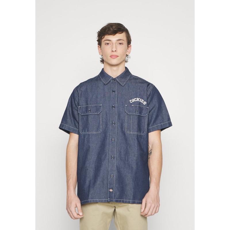 現貨Dickies牛仔短袖襯衫潮T口袋棉質鈕扣外套刺繡元素復古 歐美古著風景-細節圖5