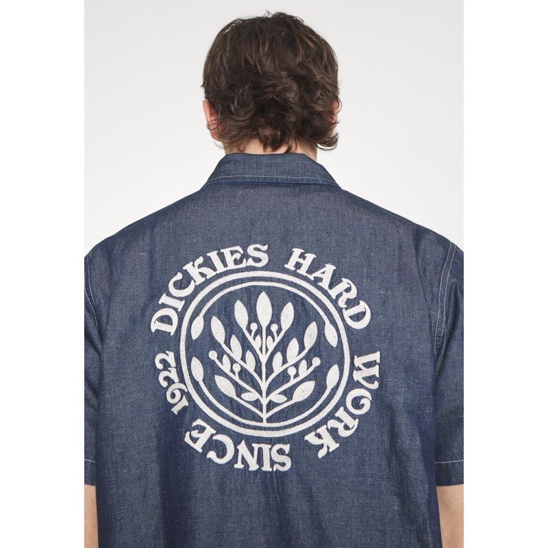 現貨Dickies牛仔短袖襯衫潮T口袋棉質鈕扣外套刺繡元素復古 歐美古著風景-細節圖6