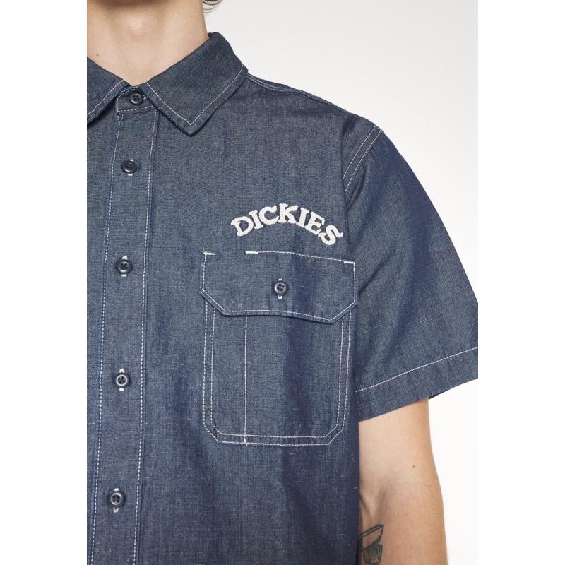 現貨Dickies牛仔短袖襯衫潮T口袋棉質鈕扣外套刺繡元素復古 歐美古著風景-細節圖7