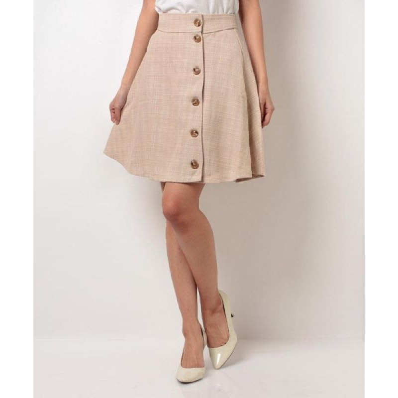 日本全新吊牌專櫃正品Dazzlin氣質小香風格紋復古傘裙鈕扣半身裙-細節圖3