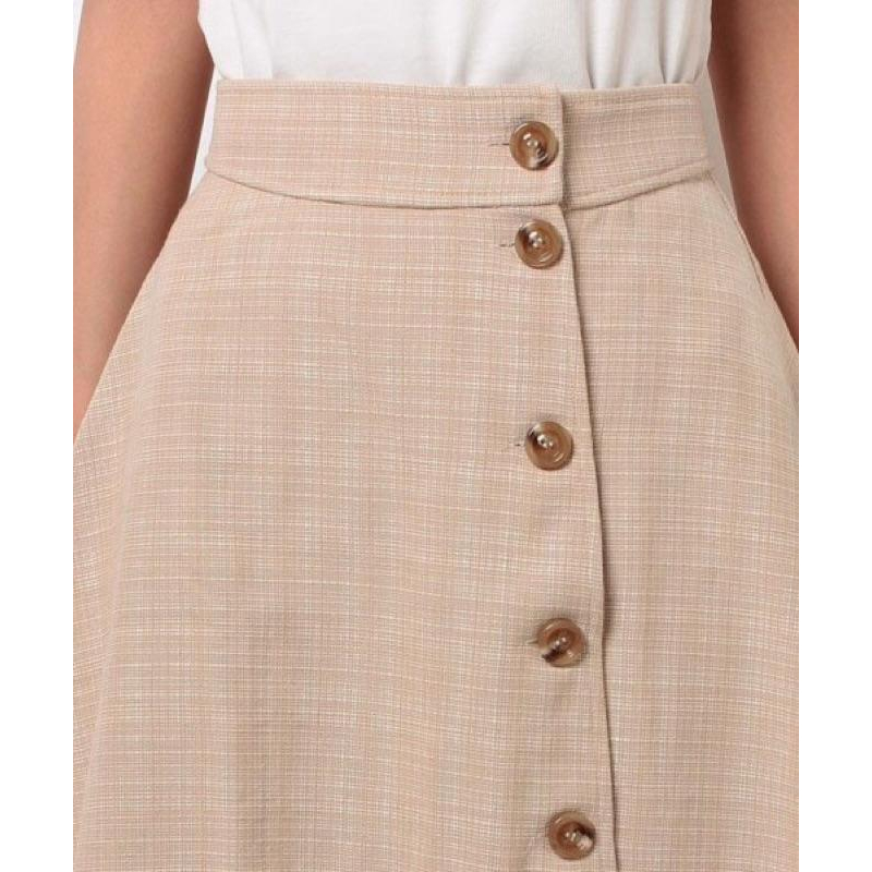 日本全新吊牌專櫃正品Dazzlin氣質小香風格紋復古傘裙鈕扣半身裙-細節圖5