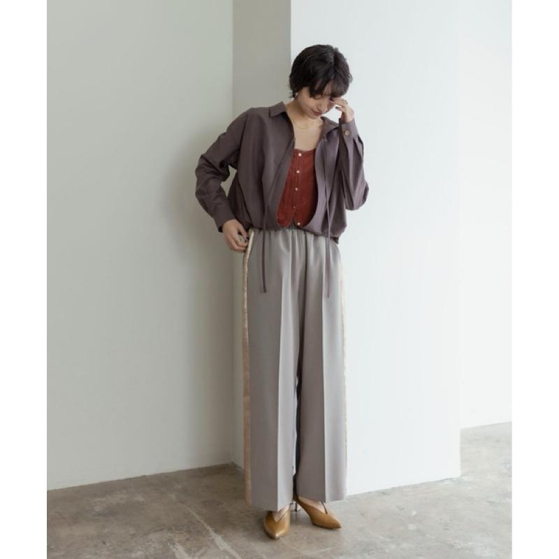 日本貴牌Eimee law高質感大人感西裝褲寬褲測條文設計直筒顯瘦拼接-細節圖2