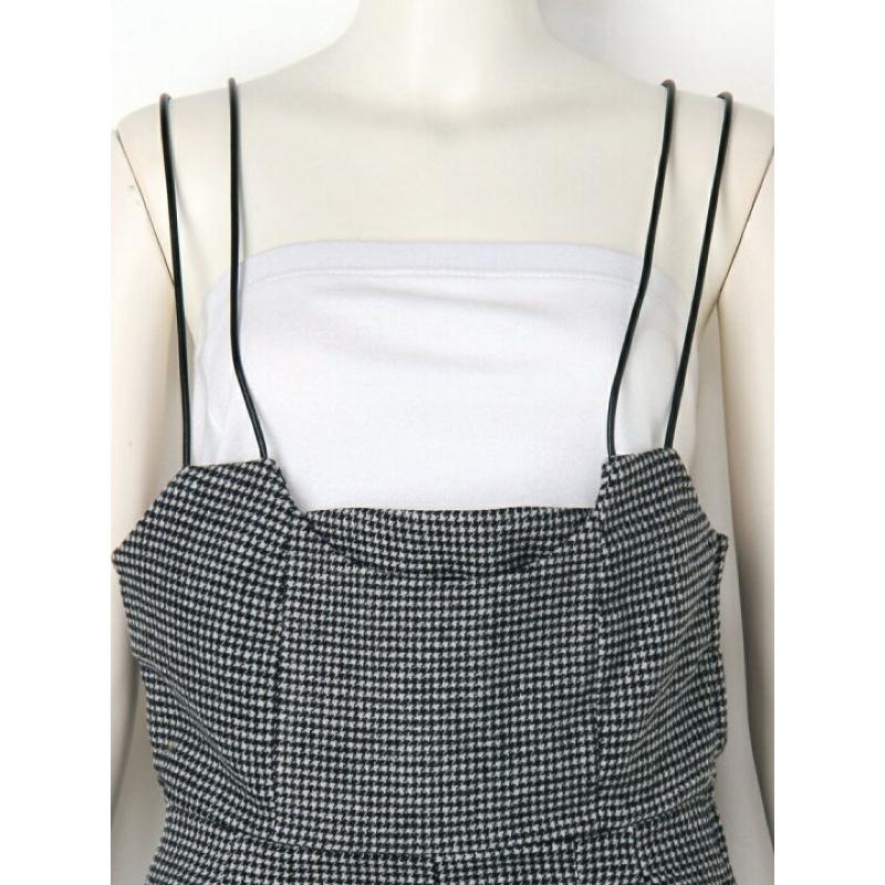 正品LILY BROWN 連身衣/工裝褲 背帶褲正品格紋綁帶仿皮蝴蝶結連身服-細節圖3