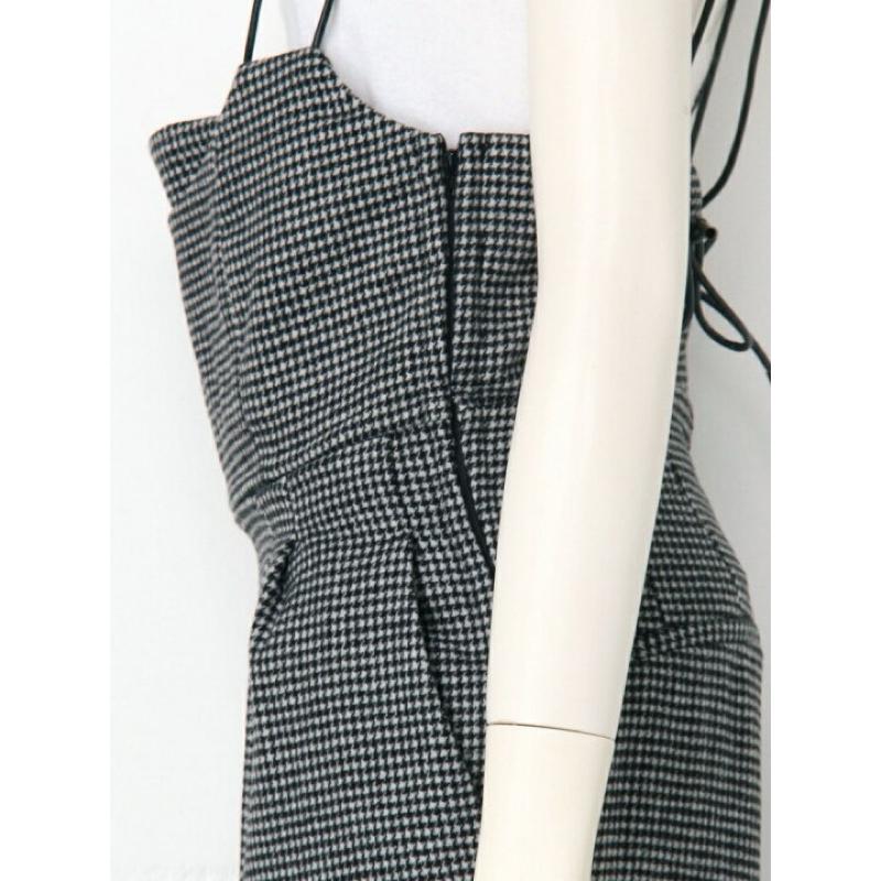 正品LILY BROWN 連身衣/工裝褲 背帶褲正品格紋綁帶仿皮蝴蝶結連身服-細節圖4