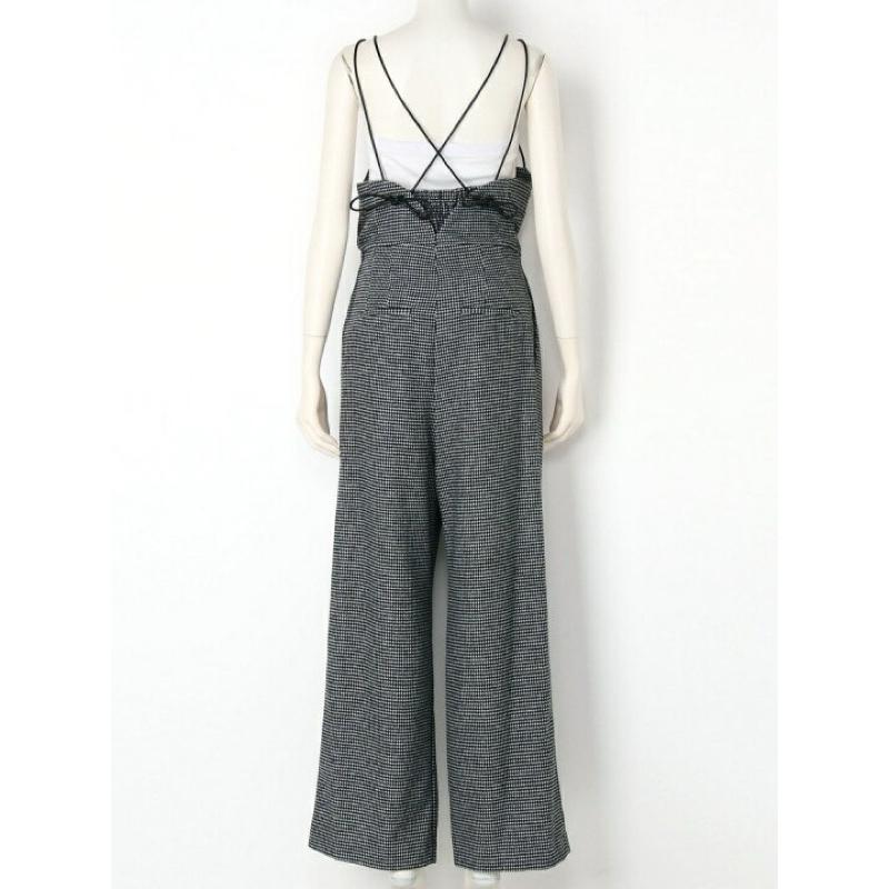 正品LILY BROWN 連身衣/工裝褲 背帶褲正品格紋綁帶仿皮蝴蝶結連身服-細節圖5