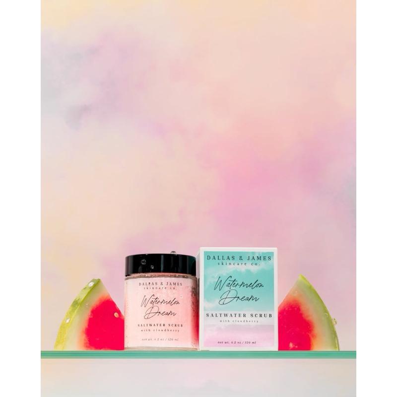 美國代購現貨Dallas & James Skincare Co. 西瓜夢幻死海鹽磨砂膏 角鯊烷面部肌膚身體去角質-細節圖2