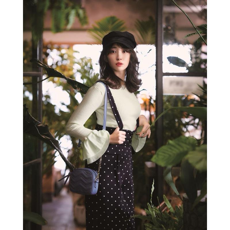 Rirandture大人氣雜誌款小嶋陽菜波點背帶寬褲-細節圖9