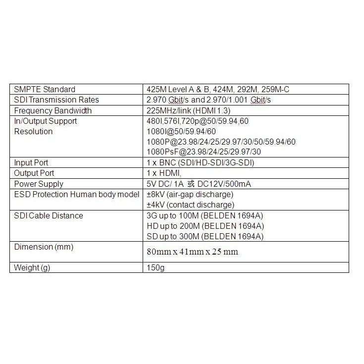 SDI轉HDMI轉換器 支持HD 3G SD SDI to HDMI 廣播用1080P-細節圖5