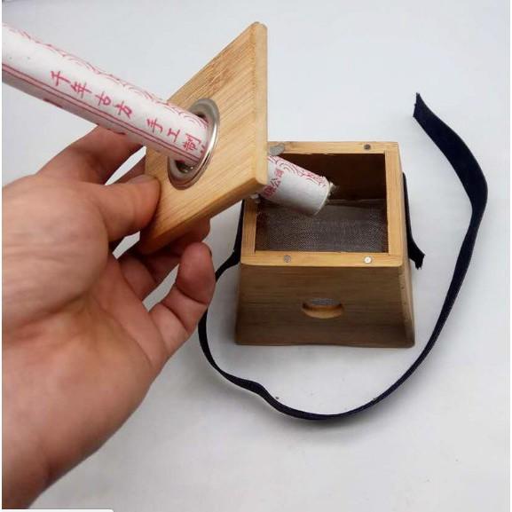 廠家批發加厚竹製單孔艾灸盒艾條專用溫灸器具竹製南陽艾灸盒-細節圖2