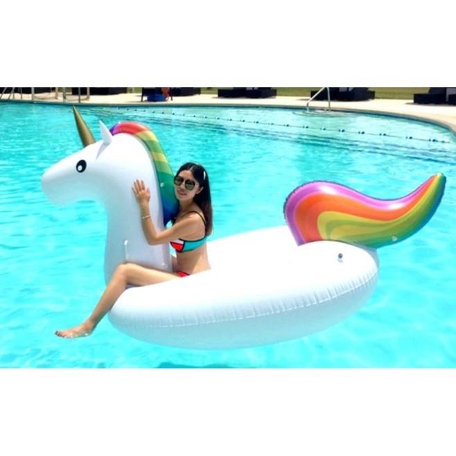 (275加大款可平躺兩人)獨角獸泳圈充氣坐騎 獨角獸 浮床 泳衣 春納 墾丁 防水袋 游泳池 充氣床 送修補包-細節圖2