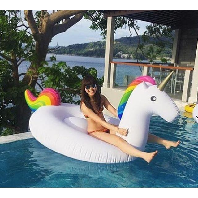 (275加大款可平躺兩人)獨角獸泳圈充氣坐騎 獨角獸 浮床 泳衣 春納 墾丁 防水袋 游泳池 充氣床 送修補包-細節圖3