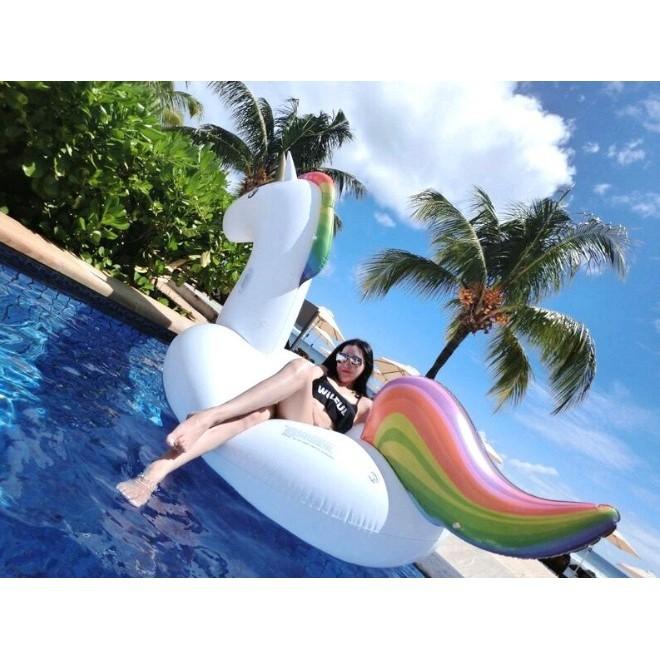 (275加大款可平躺兩人)獨角獸泳圈充氣坐騎 獨角獸 浮床 泳衣 春納 墾丁 防水袋 游泳池 充氣床 送修補包-細節圖6