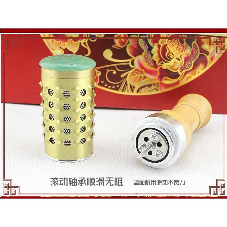 可旋轉凸點按摩玉石溫灸棒(送艾柱一盒)(送穴位圖一張)(送布套一個) 艾灸棒 艾灸盒-細節圖5
