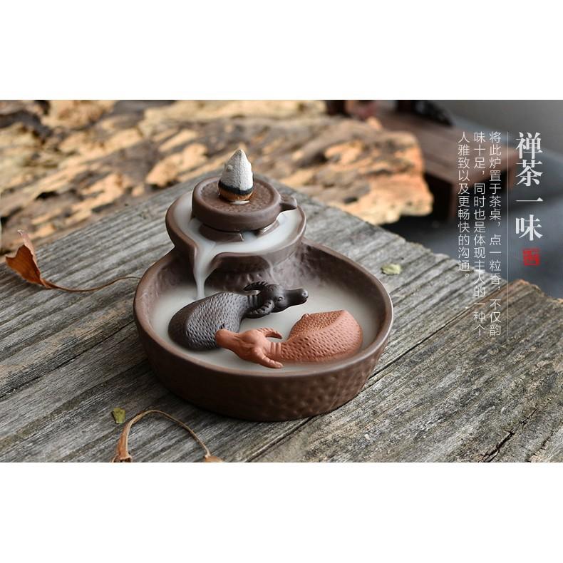 【大量現貨 送50顆倒流香】牛(扭)轉乾坤 金魚(金玉)滿堂 倒流香爐 陶瓷香爐 茶具 生日 送禮-細節圖6