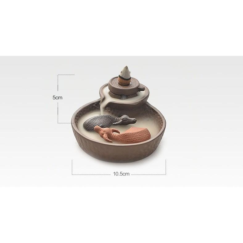 【大量現貨 送50顆倒流香】牛(扭)轉乾坤 金魚(金玉)滿堂 倒流香爐 陶瓷香爐 茶具 生日 送禮-細節圖7