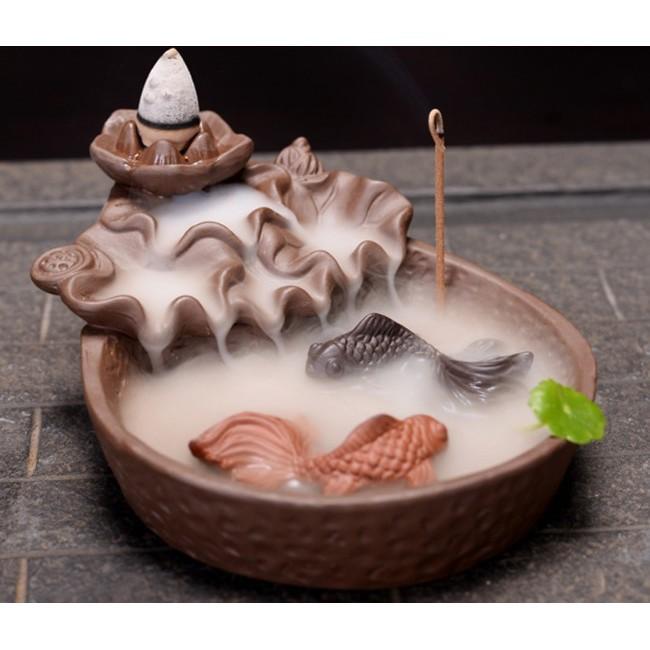 【大量現貨 送50顆倒流香】牛(扭)轉乾坤 金魚(金玉)滿堂 倒流香爐 陶瓷香爐 茶具 生日 送禮-細節圖9