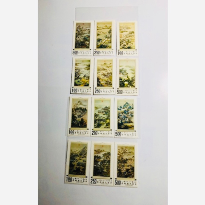 民國59年郵局發行（特072，十二月令圖古畫郵票12枚一套）相當珍貴，值得收藏，隨機出貨，祝福您財源滾滾來，日夜發大財