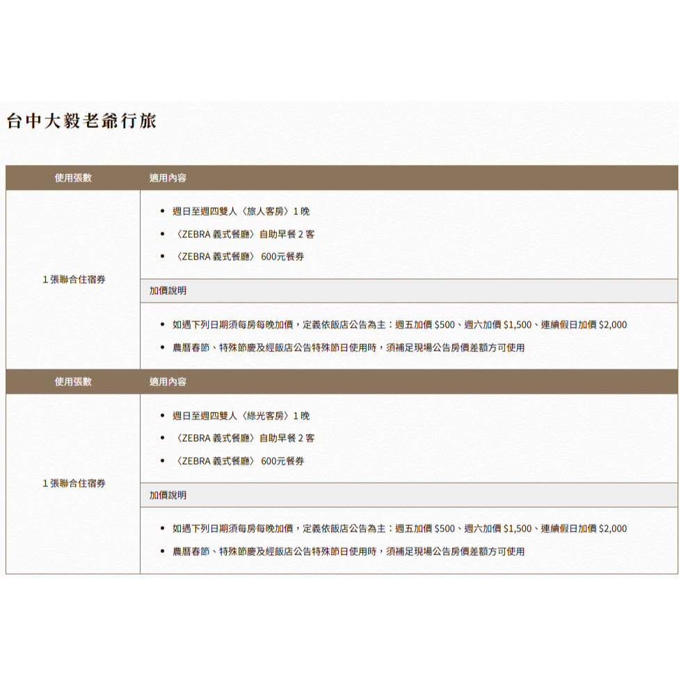 老爺大酒店 聯合住宿券 台北/台南/礁溪老爺/新竹/知本/北投/台中大毅/南港老爺行旅/南西老爺/林森老爺 有價券-細節圖4