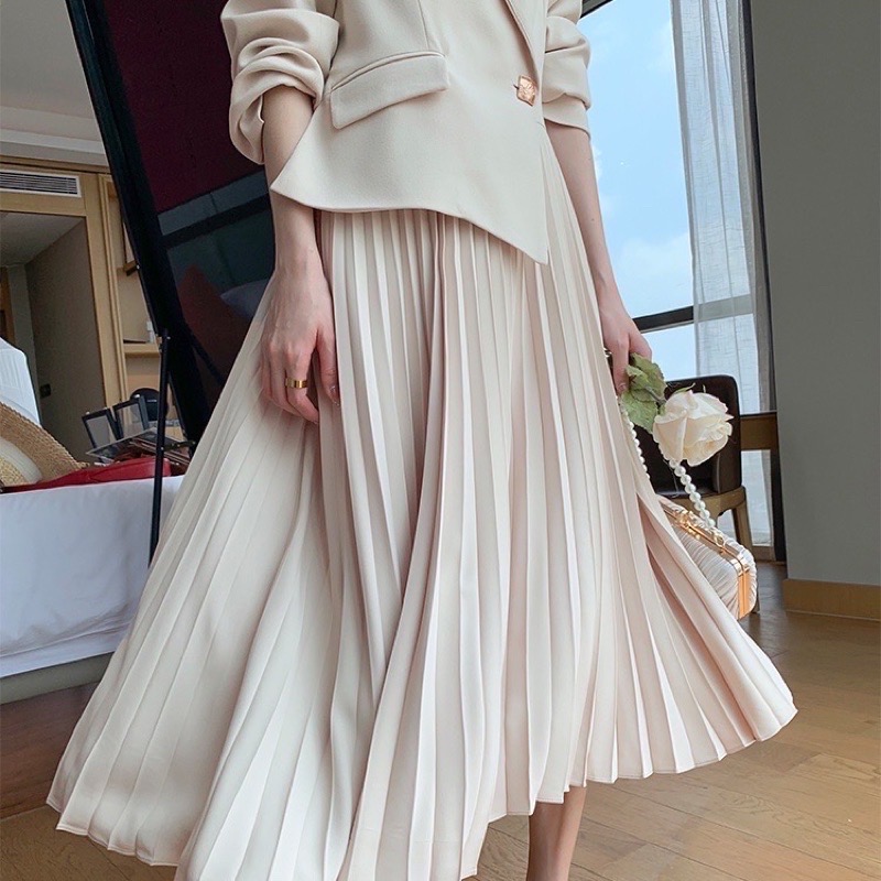 La Maison 法式優雅西裝翻領一粒釦腰帶百褶長袖洋裝-細節圖8