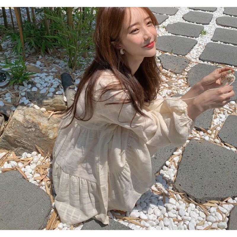 La Maison 韓國chic翻領棉麻流蘇寬鬆A字裙洋裝-細節圖6