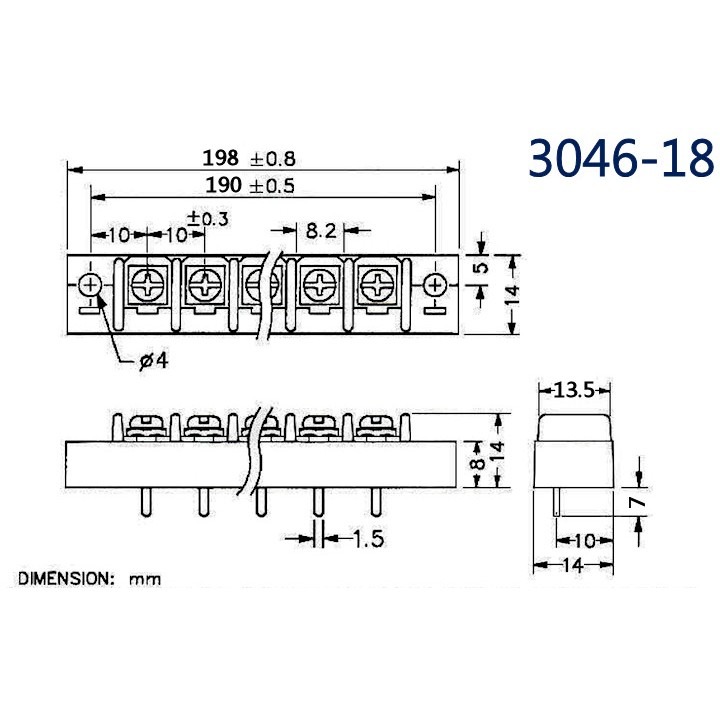 3046-18 單面端子台18P-細節圖3