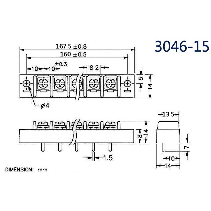 3046-15 單面端子台15P-細節圖3