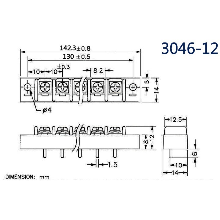 3046-12 單面端子台12P-細節圖3