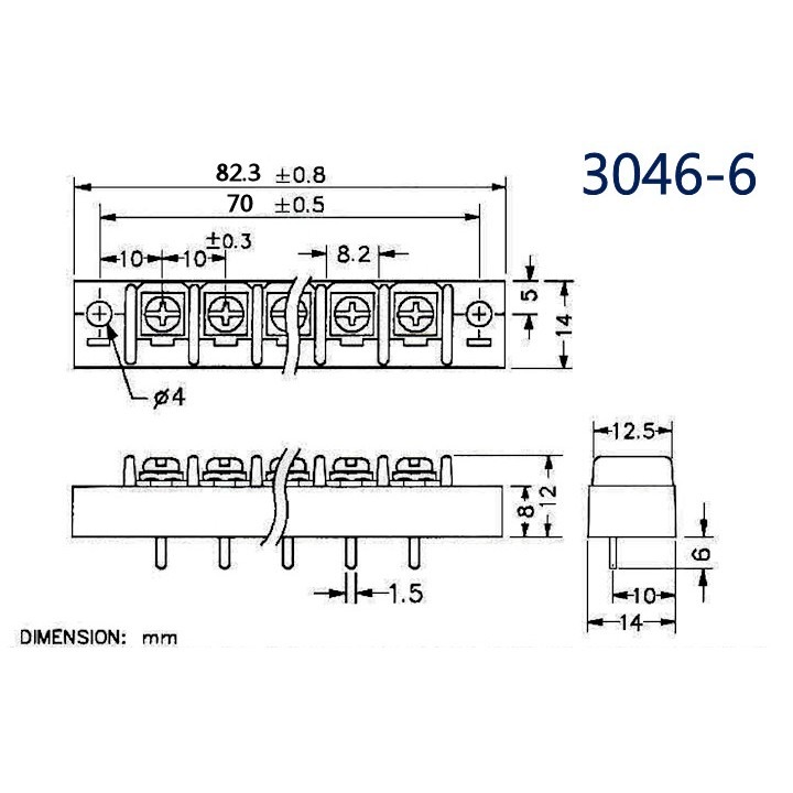 3046-6 單面端子台6P-細節圖3