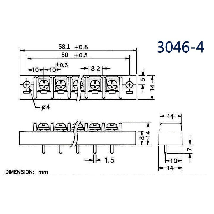 3046-4 單面端子台4P-細節圖3