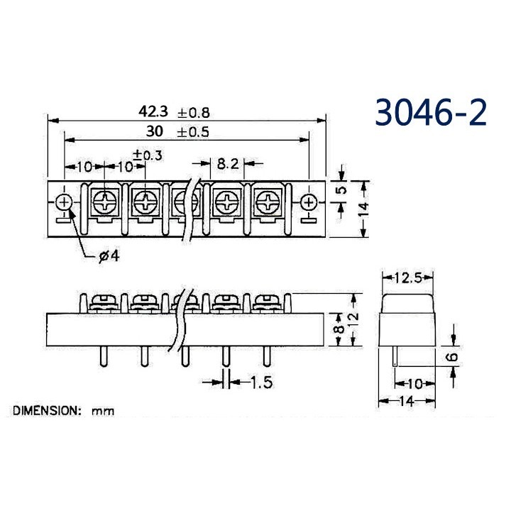 3046-2 單面端子台2P-細節圖3