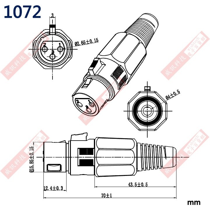 1072 3P瑞士型佳能插座母座-細節圖2