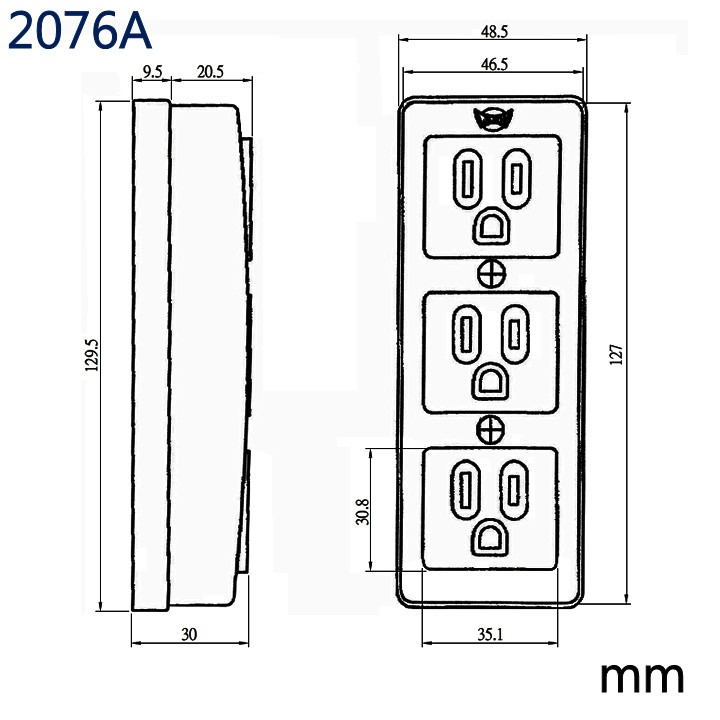 2076A 三孔附接地電源座檢驗 15A 125VAC-細節圖3