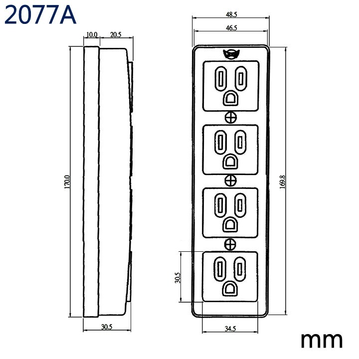 2077A 四孔附接地電源座檢驗 15A 125VAC-細節圖3