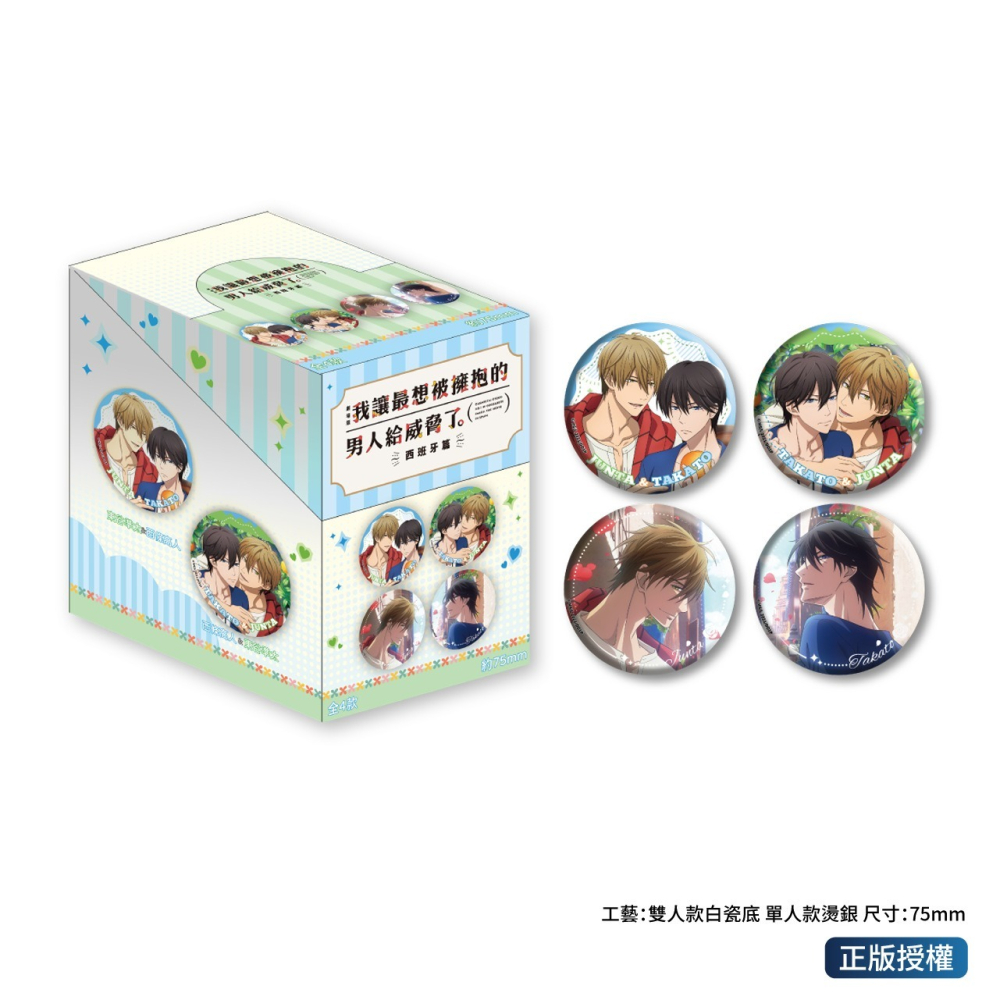 《周邊》陸版 正版 我讓最想被擁抱的男人給威脅了 BL 耽美 徽章 大徽章 插畫收藏 東谷准太 西條高人 西班牙 劇照-細節圖2