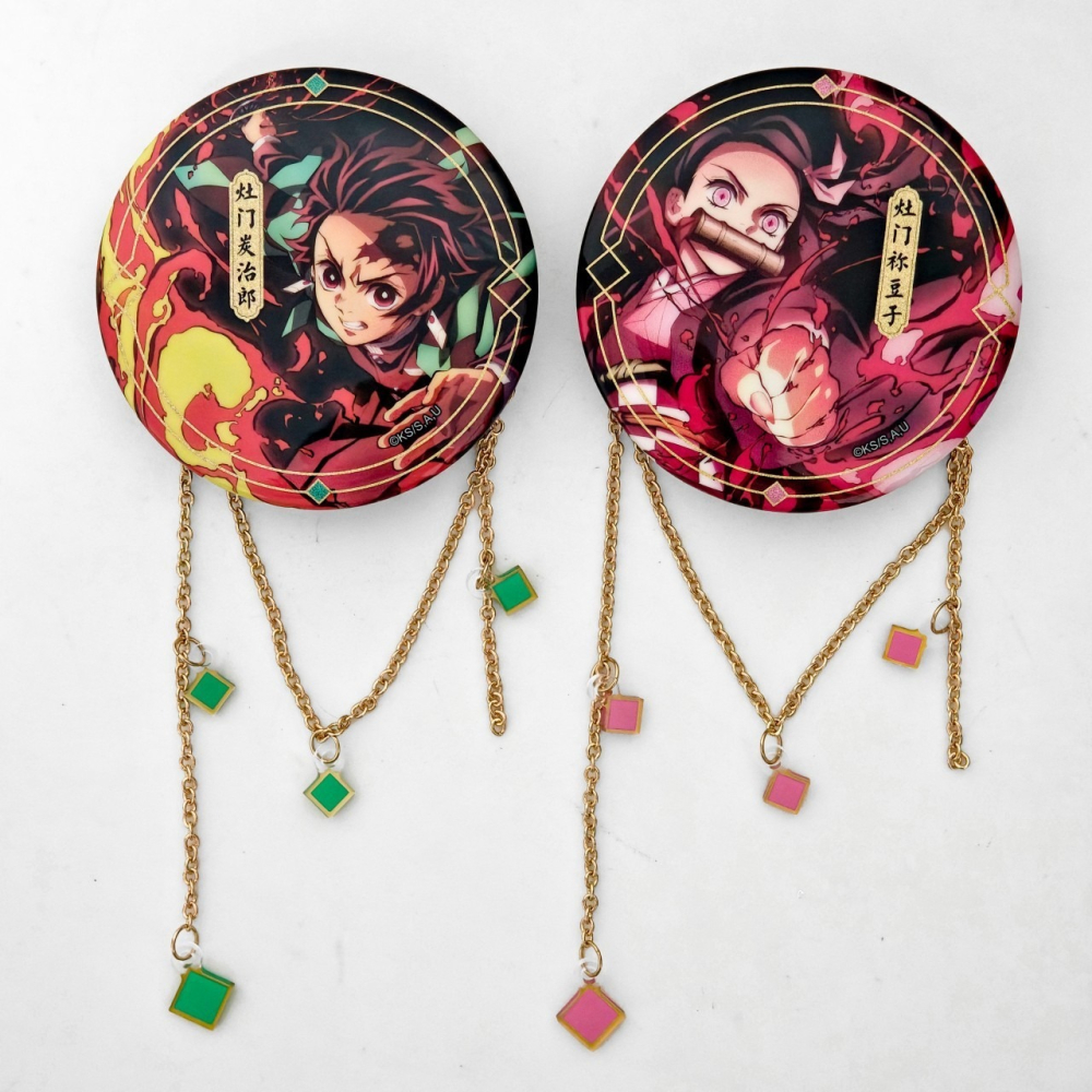 《周邊》陸版官方 正版授權 鬼滅之刃 全集中展 插畫 掛鏈徽章 炭治郎 禰豆子 我妻善逸 煉獄杏壽郎 宇髄天元 胡蝶忍-細節圖2